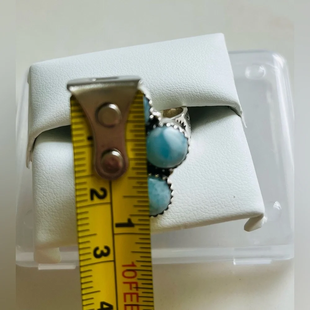 Larimar Adjustable Statement Ring in 925 Sterling Silver - Picture 5 of 9